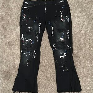 Stylish Black Paint-Splatter Jeans